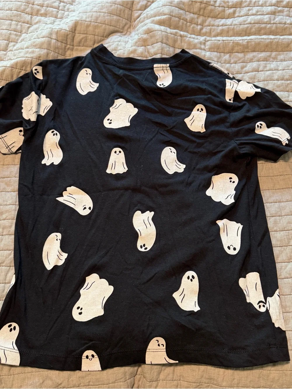 NWOT Old Navy Black Tee with White Ghost Pattern